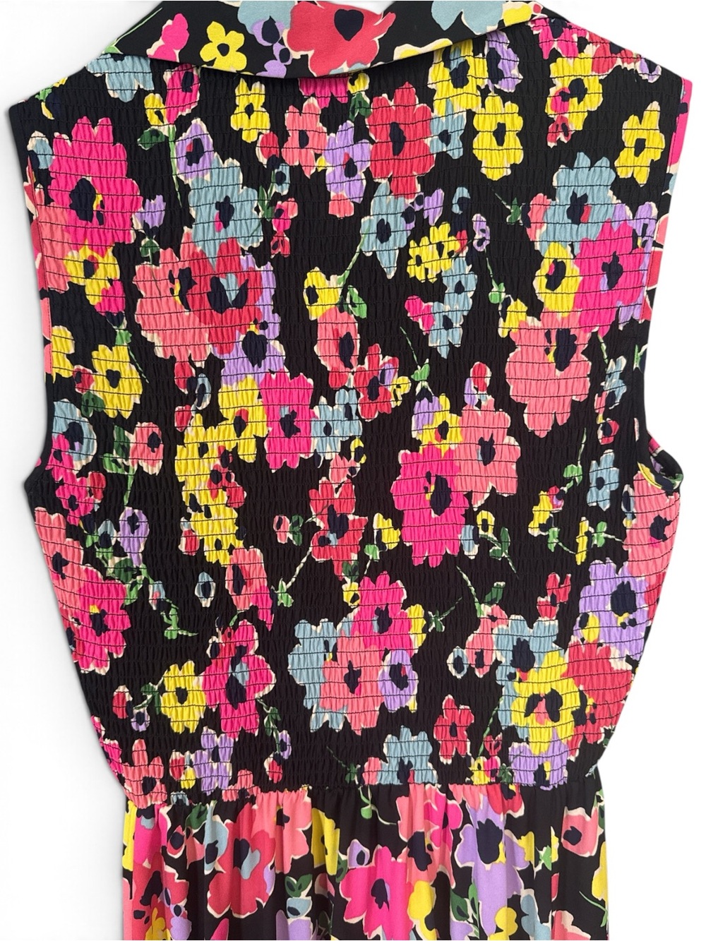 Kate Spade Wildflower Bouquet Midi Shirt Dress Black Pink Sleeveless Womens 4 - Picture 8 of 8